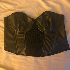 Zara Black Leather Crop Top